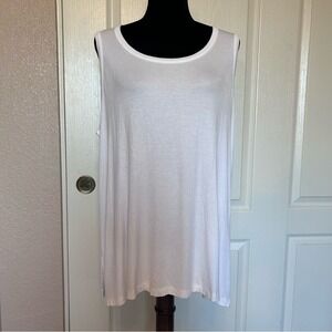 Peace Love World White Ribbed‎ Swing Hemline Tank Top Sleeveless Blouse Size XL
